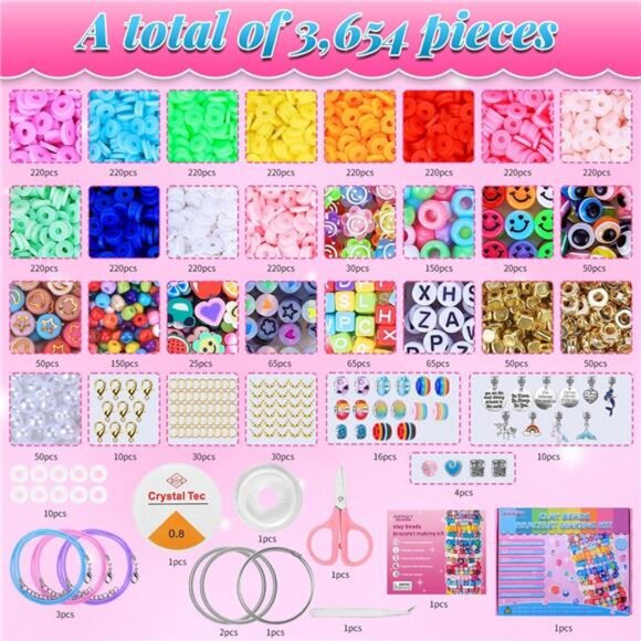 AIPRIDY 3600 Pcs Girls Toys Bracelet Making Kit, Unicorn/Mermaid‎ Jewelry - Picture 2 of 7